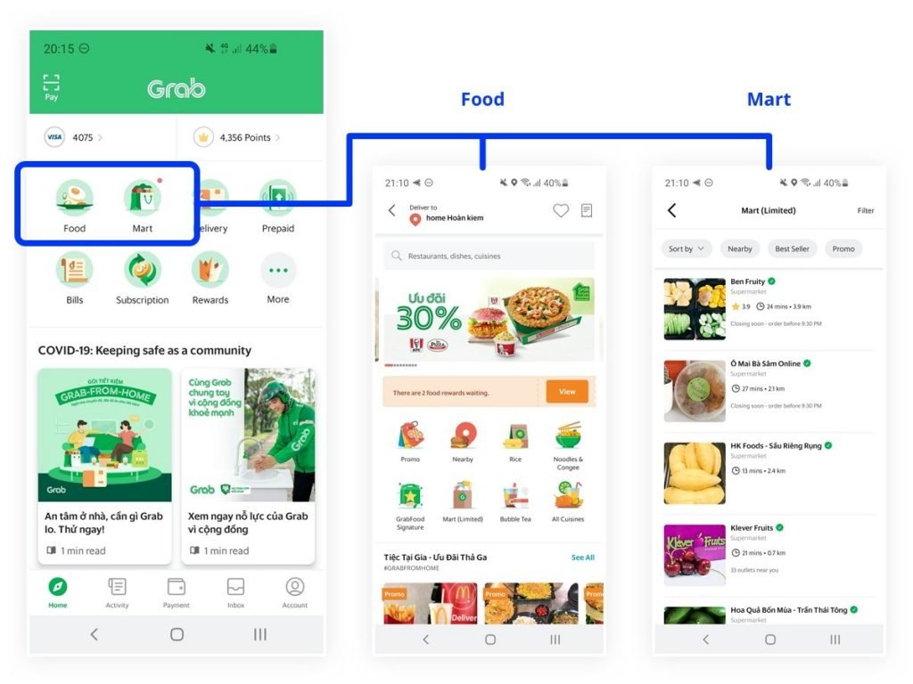 grab app change food and mart