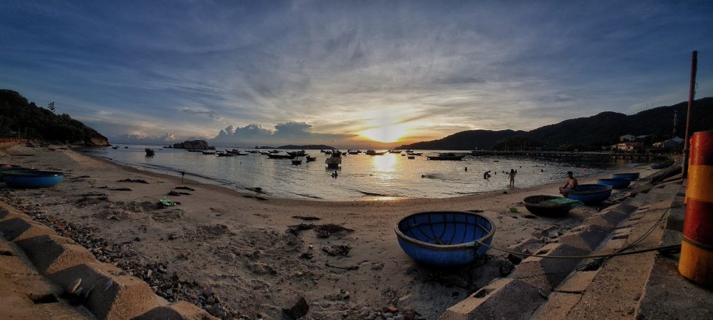 Cham Island harbor panorama view