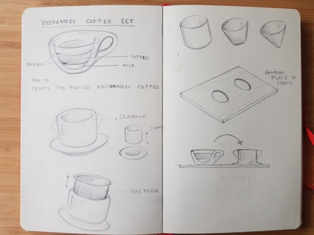 vietnamese coffee filter idea first sketch