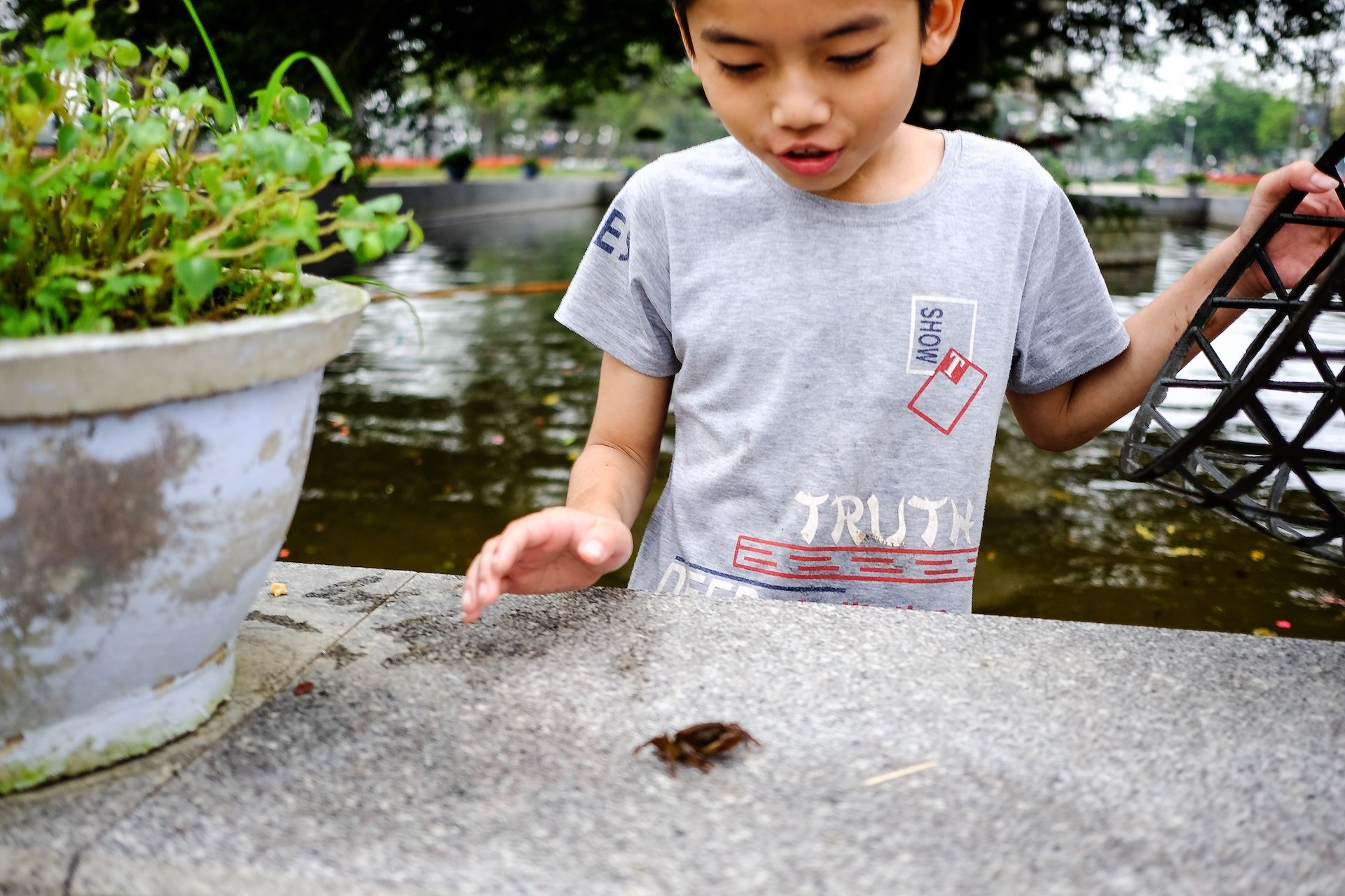 Hue Child hunting crabs 2