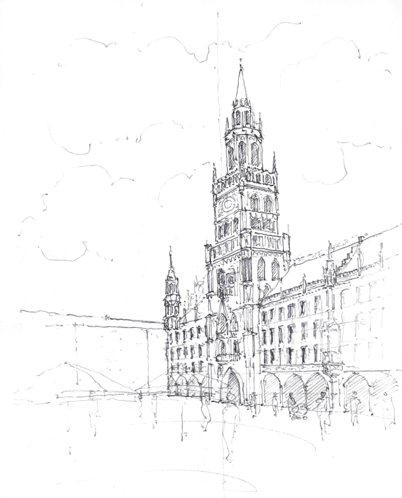 Marienplatz Munich architecture sketch