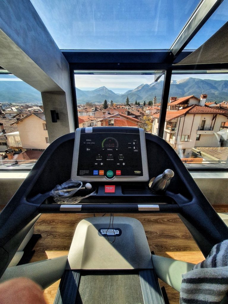 October to December 2021 - Life Update & Getting settled in Bansko Bulgaria 22 Fitbox Bankso Treadmill View